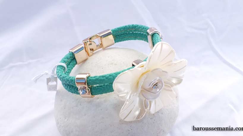 Bracelet cordon simili vert imitation nacre